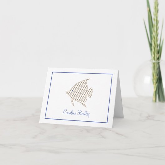 Elegant Pattern Angel Fish Folded Note Cards Bedankkaart (Voorkant)