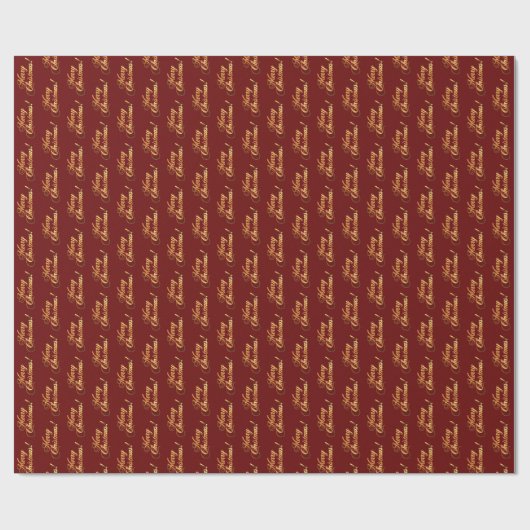 Elegant Pattern Burgundy Red Merry kerst Cadeaupapier (Vlak)