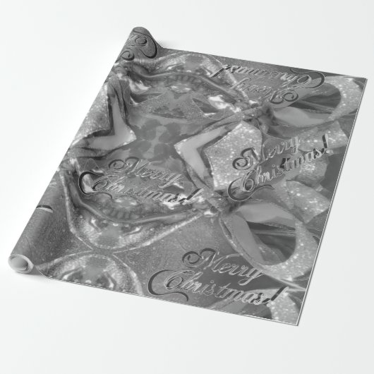 Elegant Pattern Faux Silver Grey kerst Cadeaupapier (Uitgerold)
