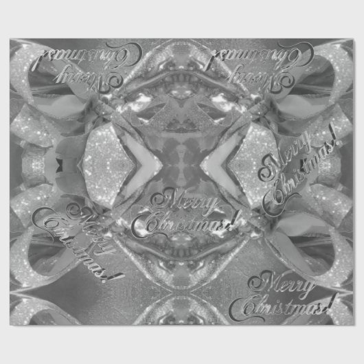 Elegant Pattern Faux Silver Grey kerst Cadeaupapier (Vlak)