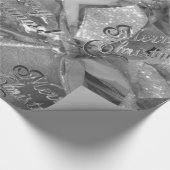 Elegant Pattern Faux Silver Grey kerst Cadeaupapier (Hoek)