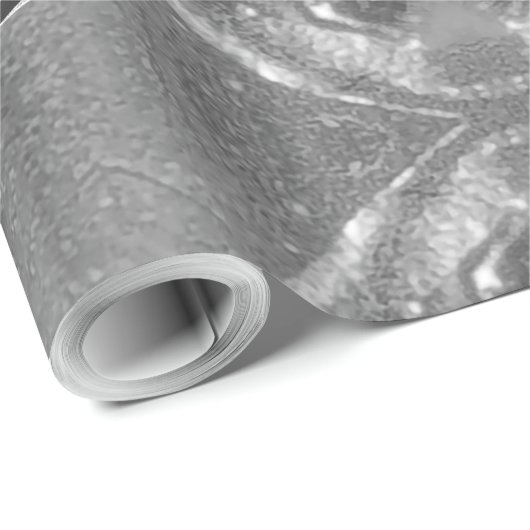 Elegant Pattern Faux Silver Grey kerst Cadeaupapier (Rol Hoek)
