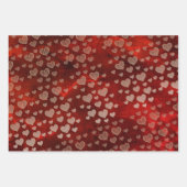 Elegant Pattern Red Gold Hearts Valentijn Inpakpapier Vel (Voorkant 2)
