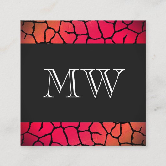 Elegant Pattern Red met Klassiek Monogram Vierkante Visitekaartje (Voorkant)