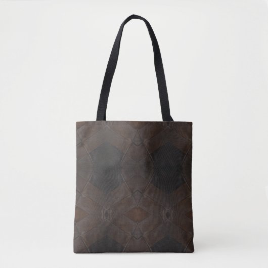Elegant Pattern Rustic Faux Brown Leather Draagtas (Voorkant)
