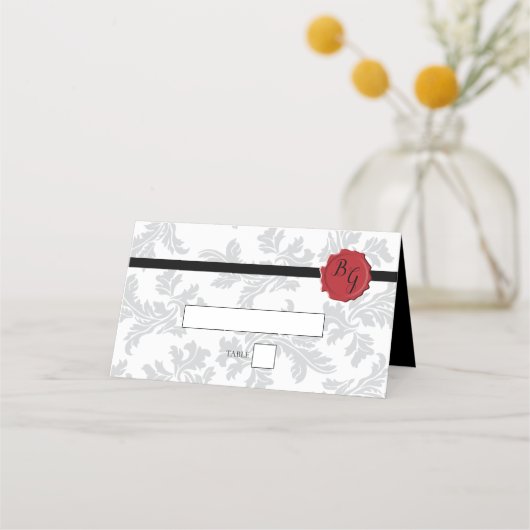 Elegant Pattern & Wax Seal Weddenschap Place Card (Voorkant)
