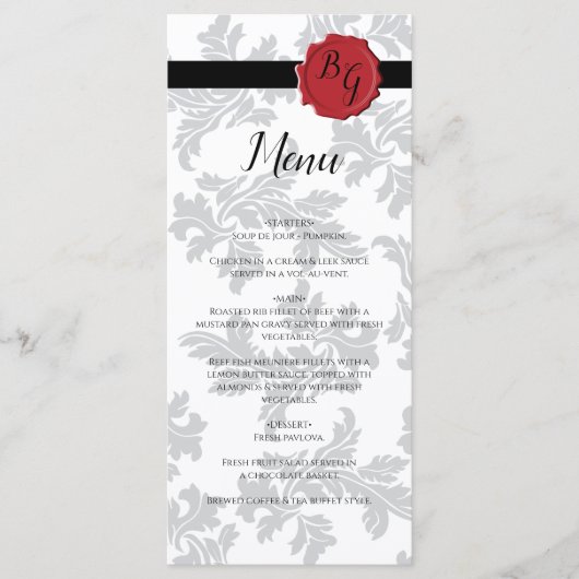 Elegant Pattern & Wax Seal Wedding Menu (Voorkant)