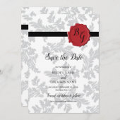 Elegant Pattern & Wax Seal Wedding Save The Date (Voorkant / Achterkant)