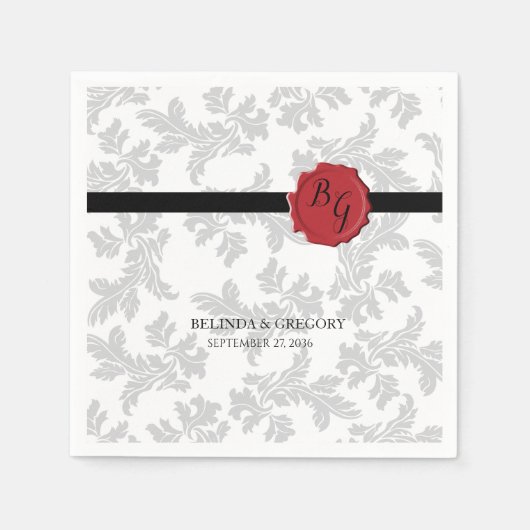 Elegant Pattern & Wax Seal Wedding Servet (Voorkant)