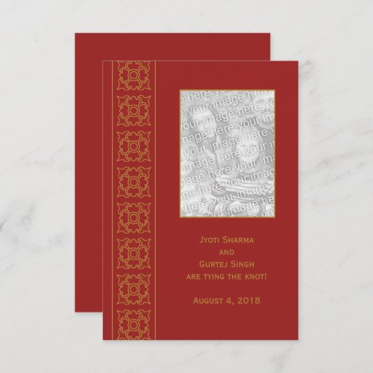 Elegant Patterned Indian Save the Date (Voorkant / Achterkant)