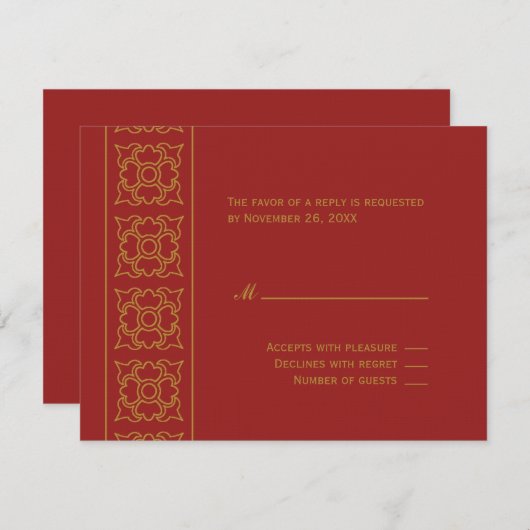 Elegant Patterned Indiase reactie RSVP Kaartje (Voorkant / Achterkant)