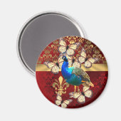 Elegant pauw en rode vogel magneet (Voorkant / Achterkant)