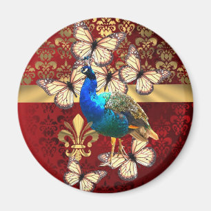 Elegant pauw en rode vogel magneet