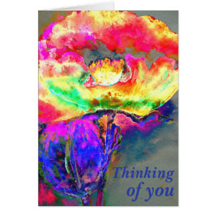 Élégant pavot à fleurs rose jaune abstrait