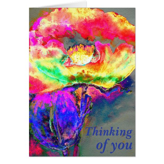 Élégant pavot à fleurs rose jaune abstrait (Devant)