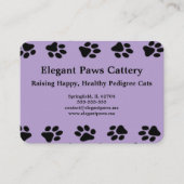 Elegant Paws Cattery Business Card with Paw Print  Visitekaartje (Voorkant)