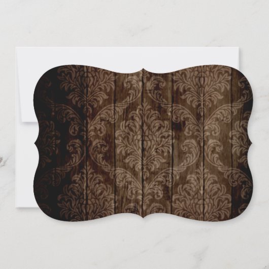 Elégant pays rustique Mariage damassé Invitations (Dos)