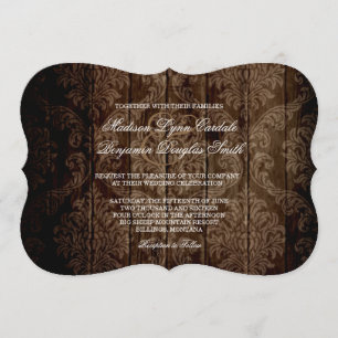 Elégant pays rustique Mariage damassé Invitations