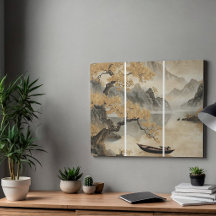 Élégant paysage asiatique triptyque décoration mur