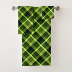 Élégant Pea vert Plaid Motif de serviettes ensembl