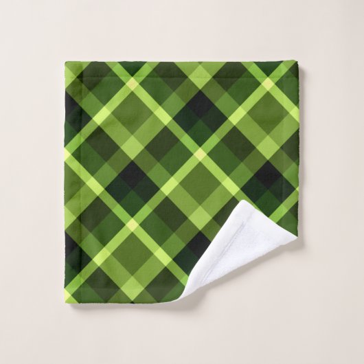 Élégant Pea vert Plaid Motif de serviettes ensembl (Gant de toilette)