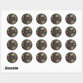 Elegant Peace Red en Gold Tropical Foliage Ronde Sticker (Vel)