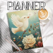 Elegant Peaceful White Dove & Floral 