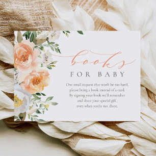 Elegant Peach Baby Meisje Baby shower Boeken voor  Informatiekaartje