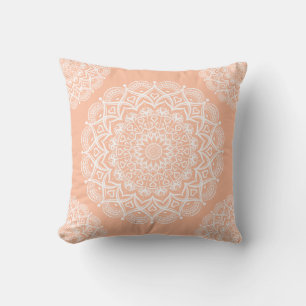 Elegant Peach Boho Mandala Kussen