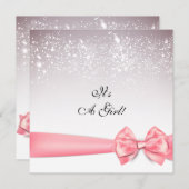 Elegant Peach Bow Sparkles Baby shower Kaart (Voorkant / Achterkant)
