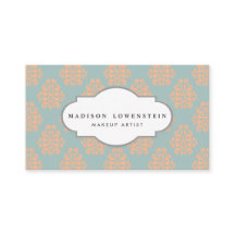  Elegant Peach Damask Patroon Blauwgroen Blauw