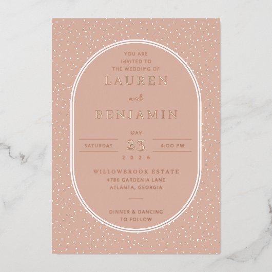 Elegant Peach Dotted Invitations (Recto)
