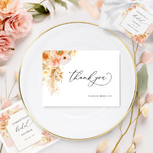 Elegant Peach en Cream Floral Vrijgezellenfeest Bedankkaart