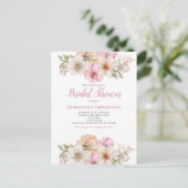Élégant Peach Floral Bridal Shower Invitation (Debout devant)