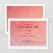 Elegant Peach Floral Graduation Party Invitation (Devant / Derrière)