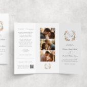 Élégant Peach Floral Trifold Wedding Programme