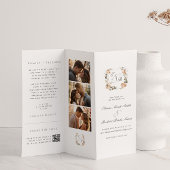 Élégant Peach Floral Trifold Wedding Programme