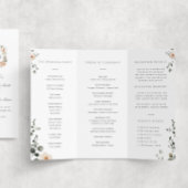 Élégant Peach Floral Trifold Wedding Programme