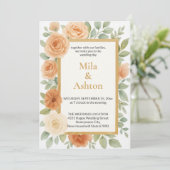 Elegant Peach Floral Wedding Invitation – Editable (Debout devant)