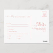 Elegant Peach Floral Wedding RSVP Briefkaart (Achterkant)