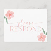 Elegant Peach Floral Wedding RSVP Briefkaart (Voorkant)