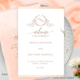 Elegant Peach Folded Wedding Ceremony Programme