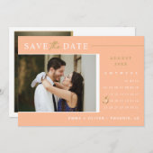 Elegant Peach Gold Bewaar de datum Kalender QR Cod Kaart (Voorkant / Achterkant)