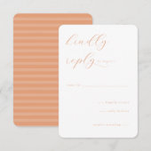Elegant Peach Minimalist Calligraphy RSVP Kaartje (Voorkant / Achterkant)