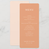 Elegant Peach Minimalist Menu (Devant / Derrière)