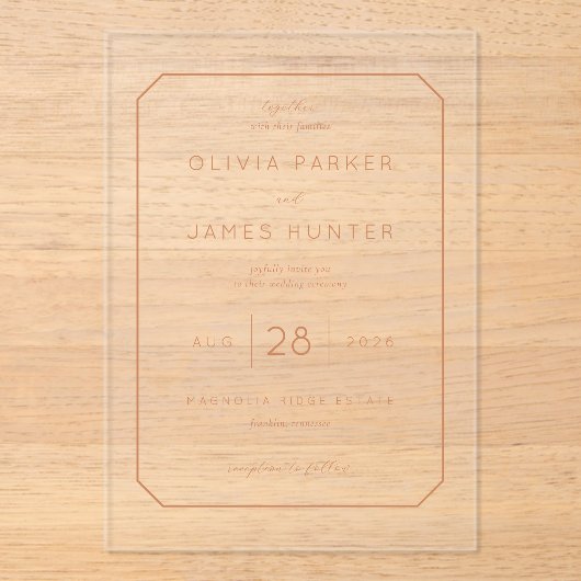 Elegant Peach Minimalist Wedding Invitation (Recto)