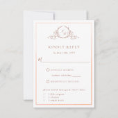 Elegant Peach Monogram met Waterverf RSVP (Voorkant)