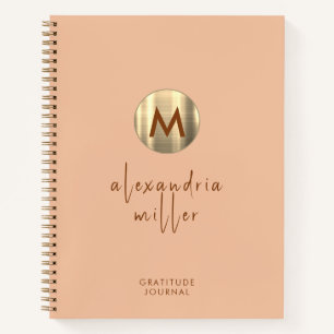 Elegant Peach Monogrammed Gratitude Journal Notitieboek
