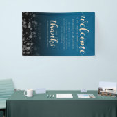 Elegant Peach Oceanic Blue Weddenschap Welkom Spandoek (Beurs)