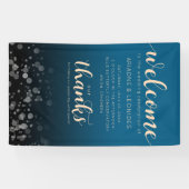 Elegant Peach Oceanic Blue Weddenschap Welkom Spandoek (Horizontaal)